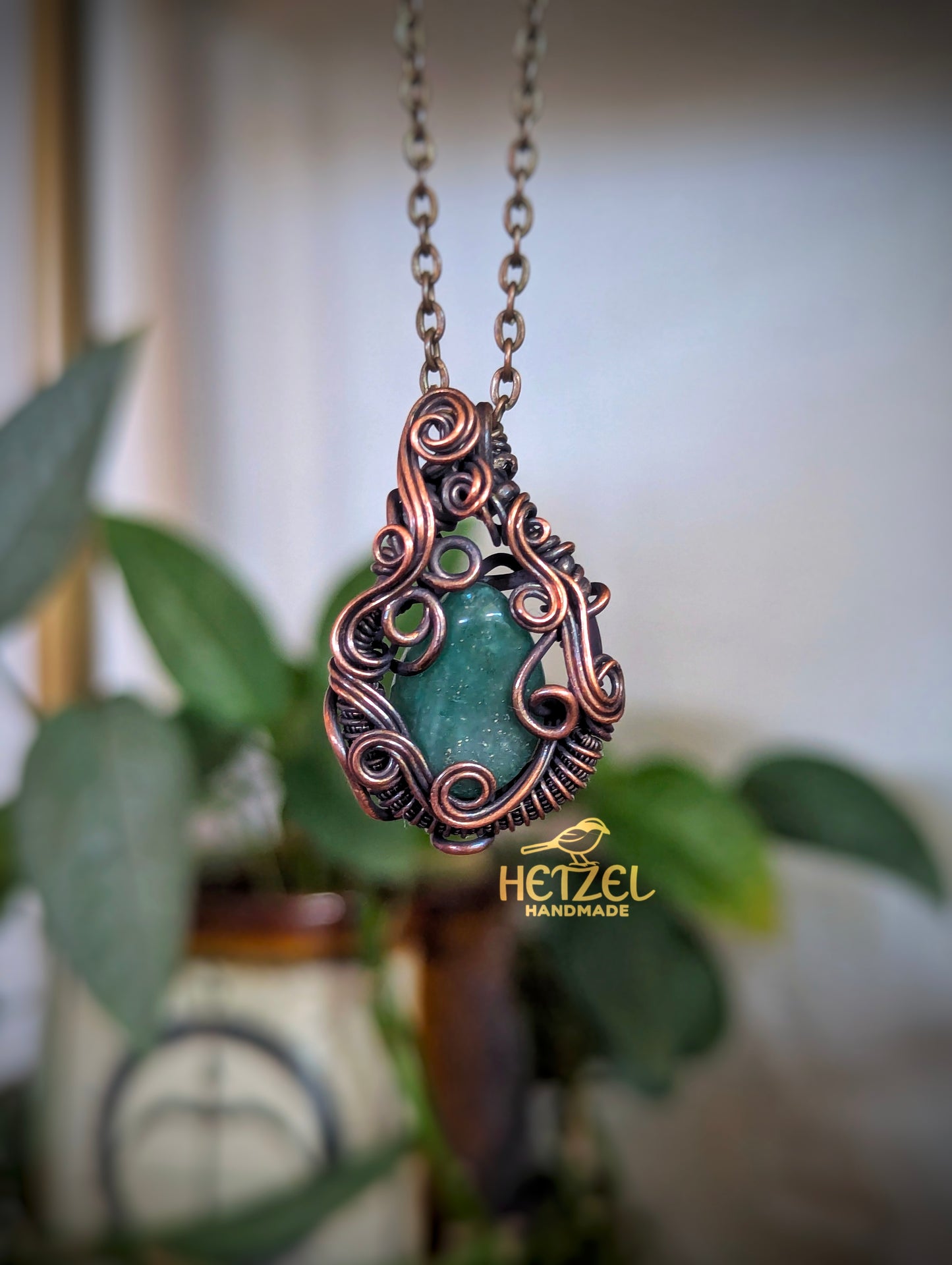 Tangleroot – Aventurine Wire Wrapped Pendant Necklace