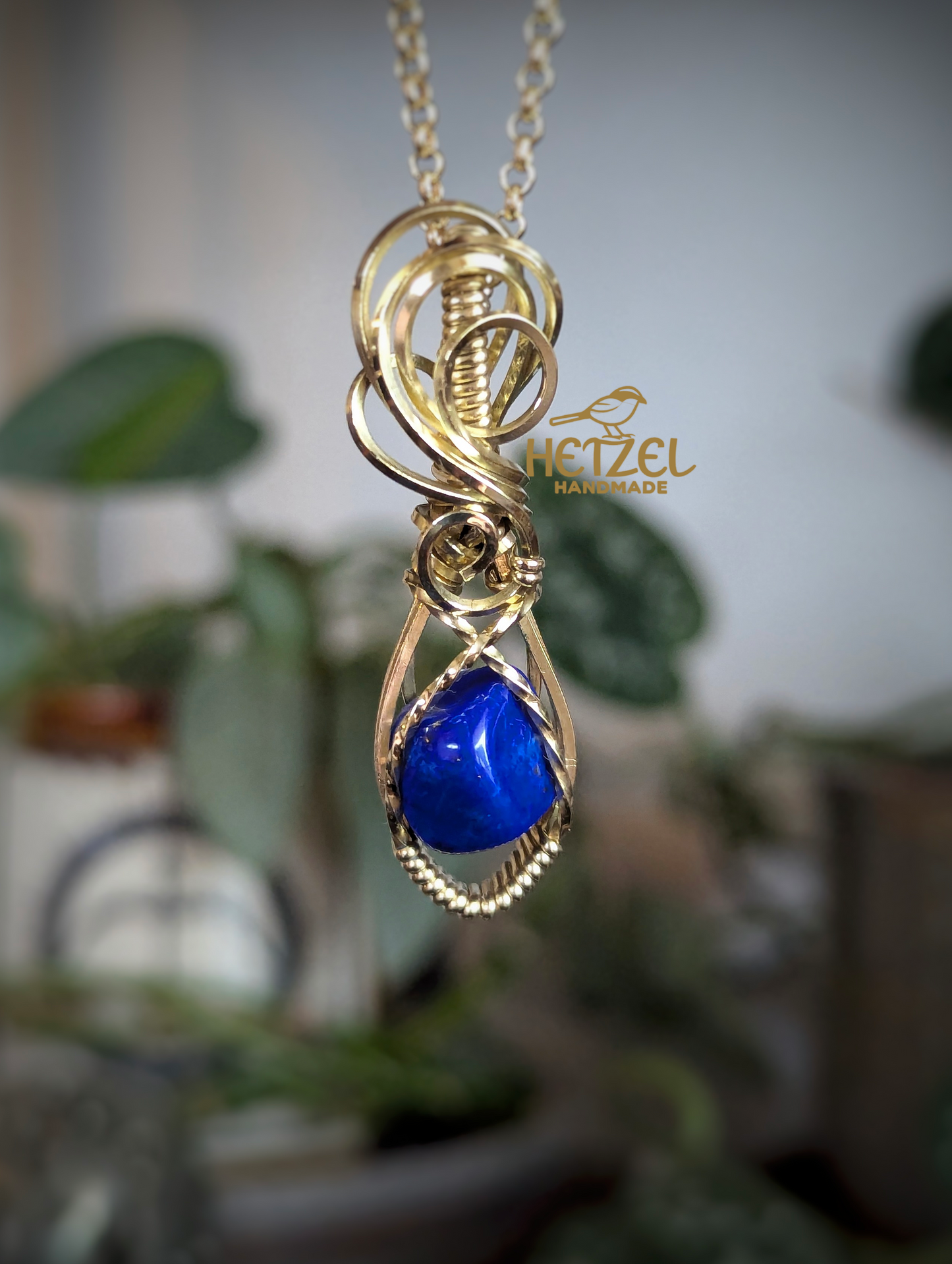 Azure Coil – Lapis Lazuli Wire Wrapped Pendant Necklace