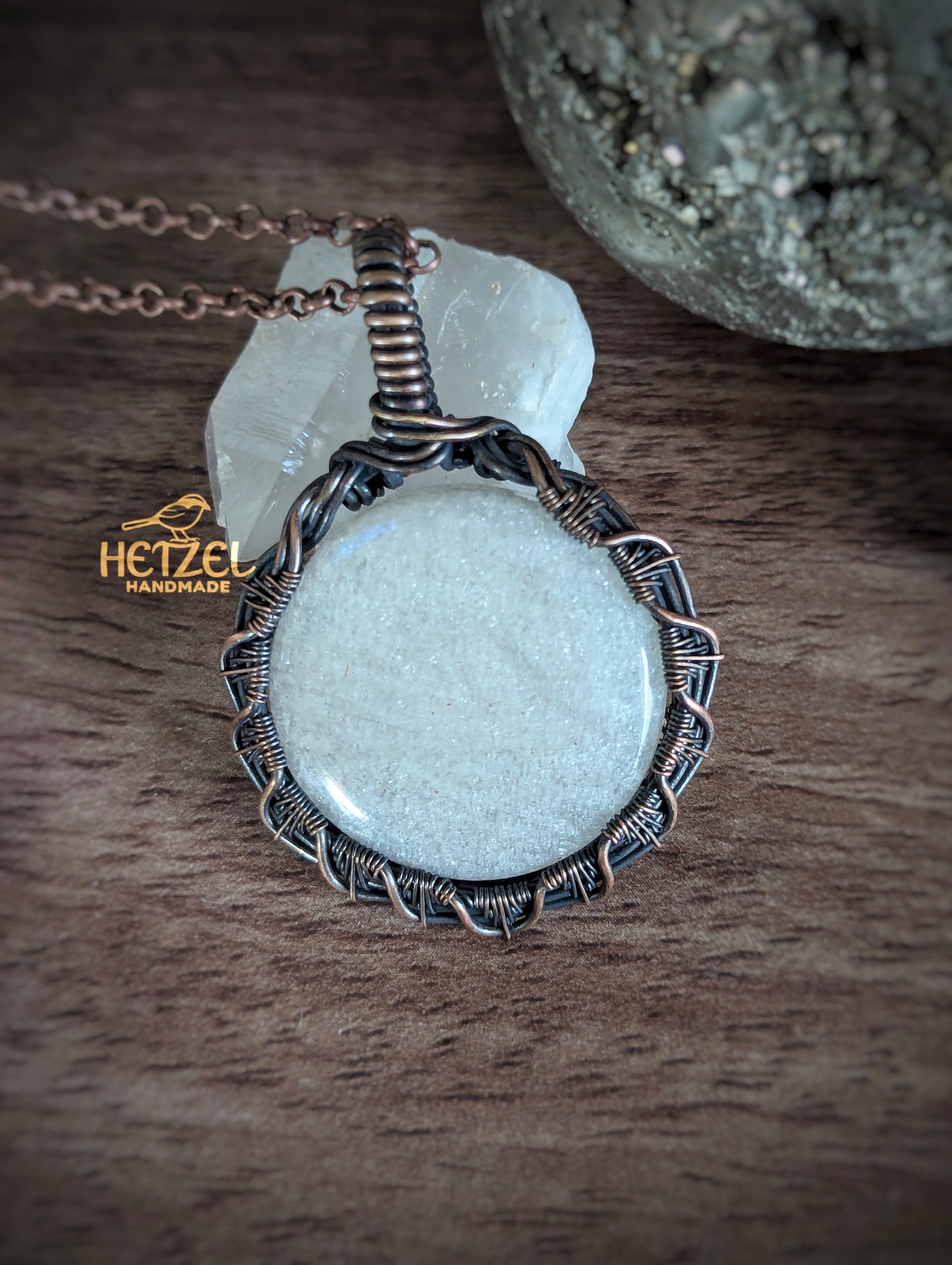 Moontrace – Moonstone Wire Wrapped Pendant Necklace