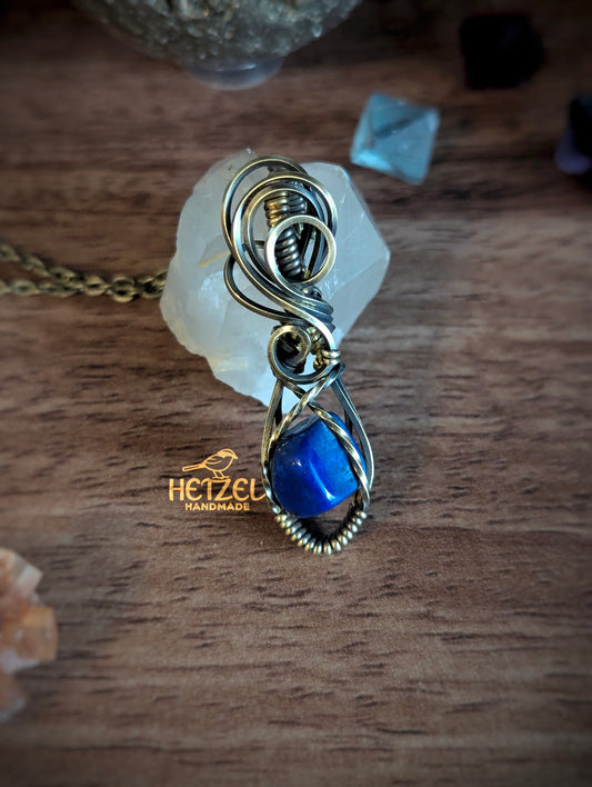 Azure Coil – Lapis Lazuli Wire Wrapped Pendant Necklace