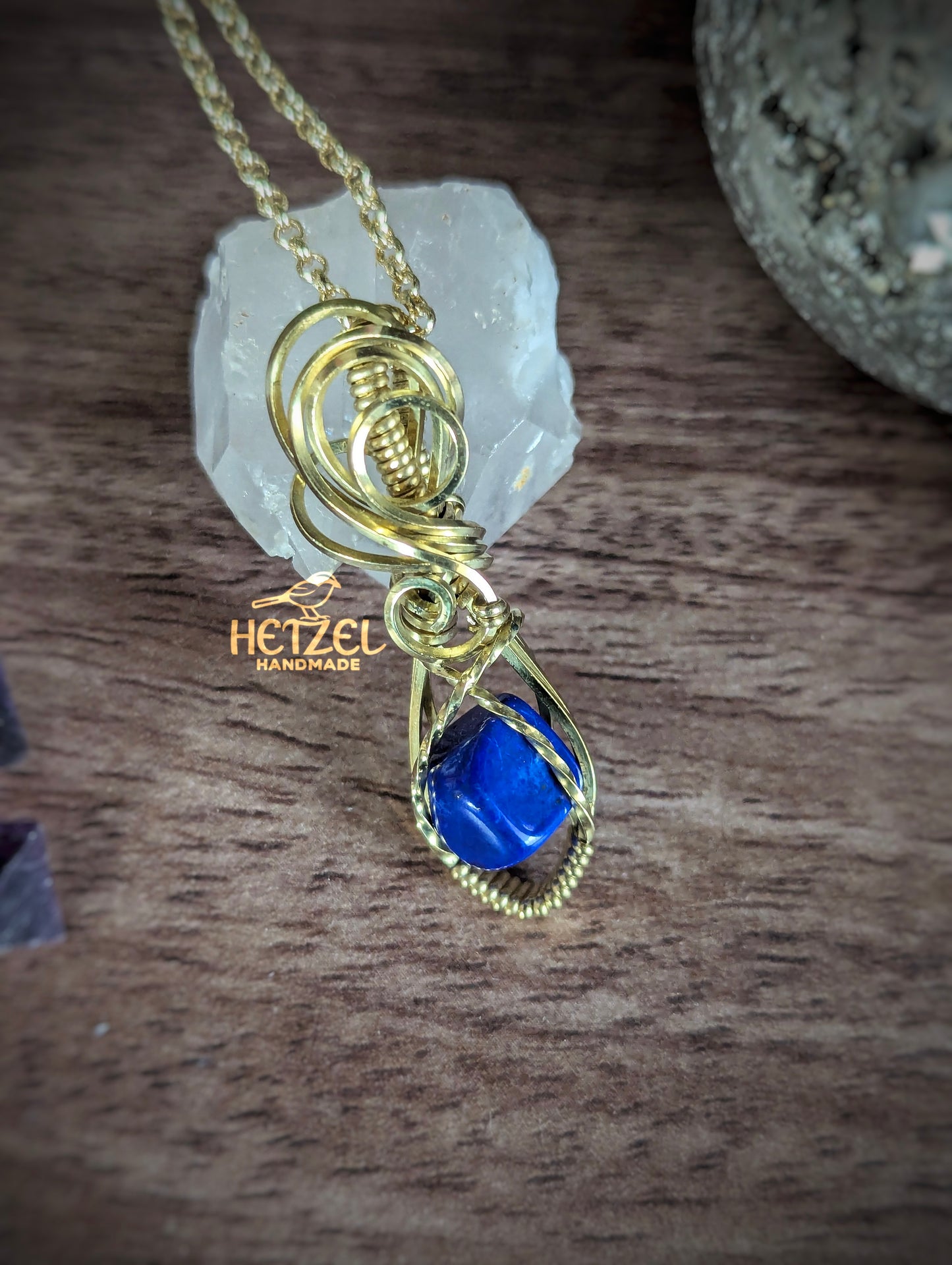 Azure Coil – Lapis Lazuli Wire Wrapped Pendant Necklace