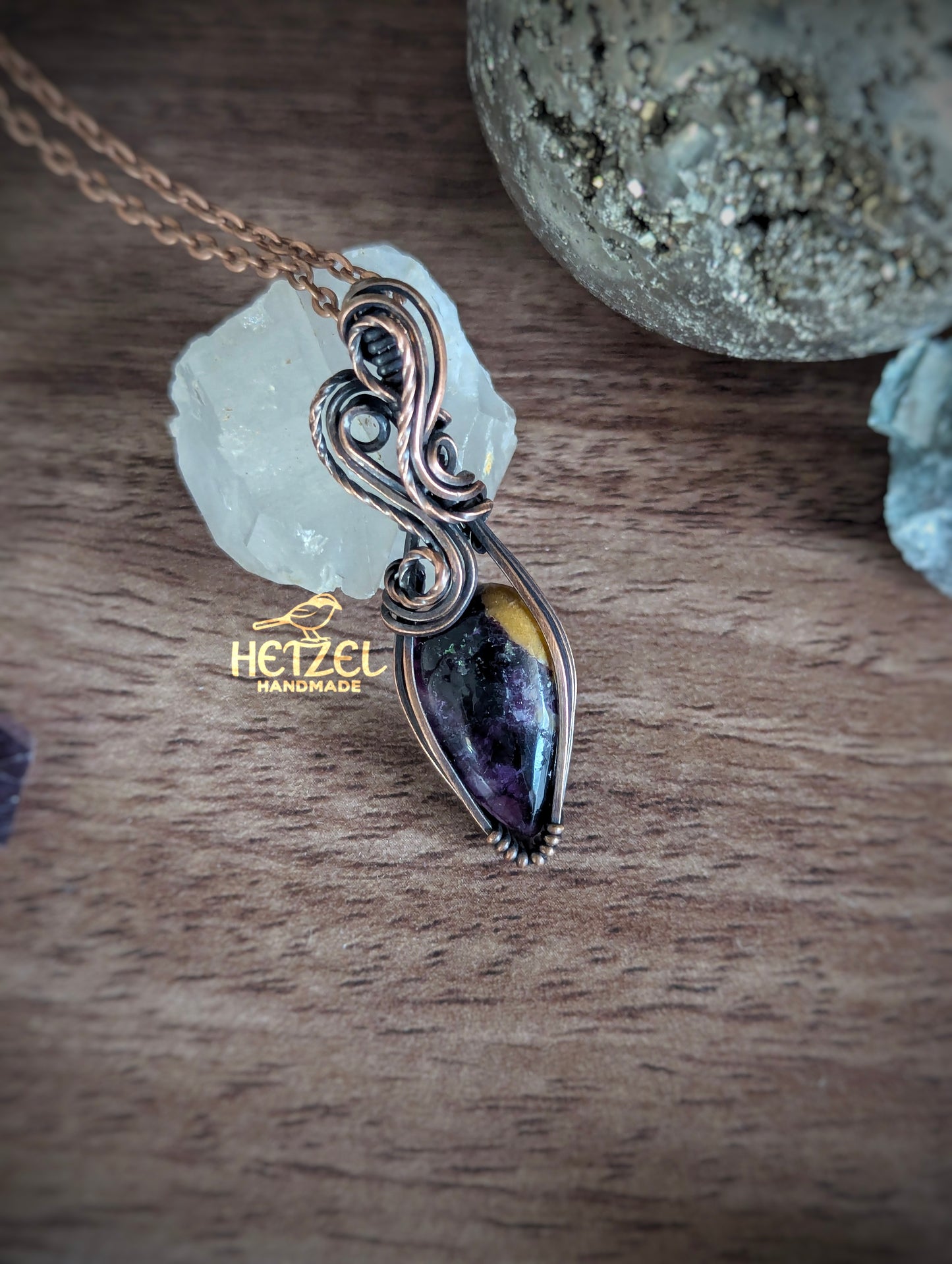 Purple Essence – Morado Opal Wire Wrapped Pendant Necklace