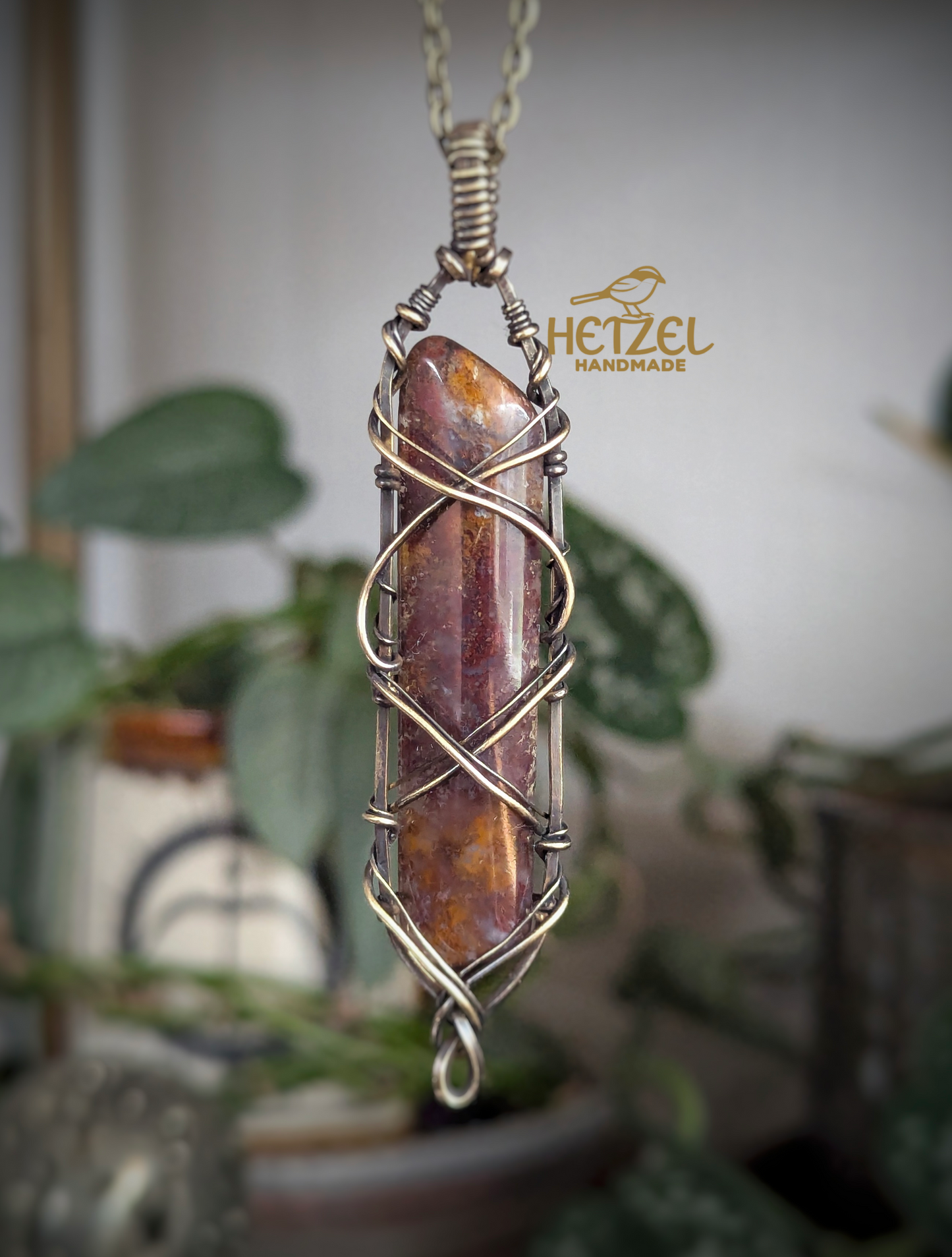 Emberglass – Garden Quartz Wire Wrapped Pendant Necklace