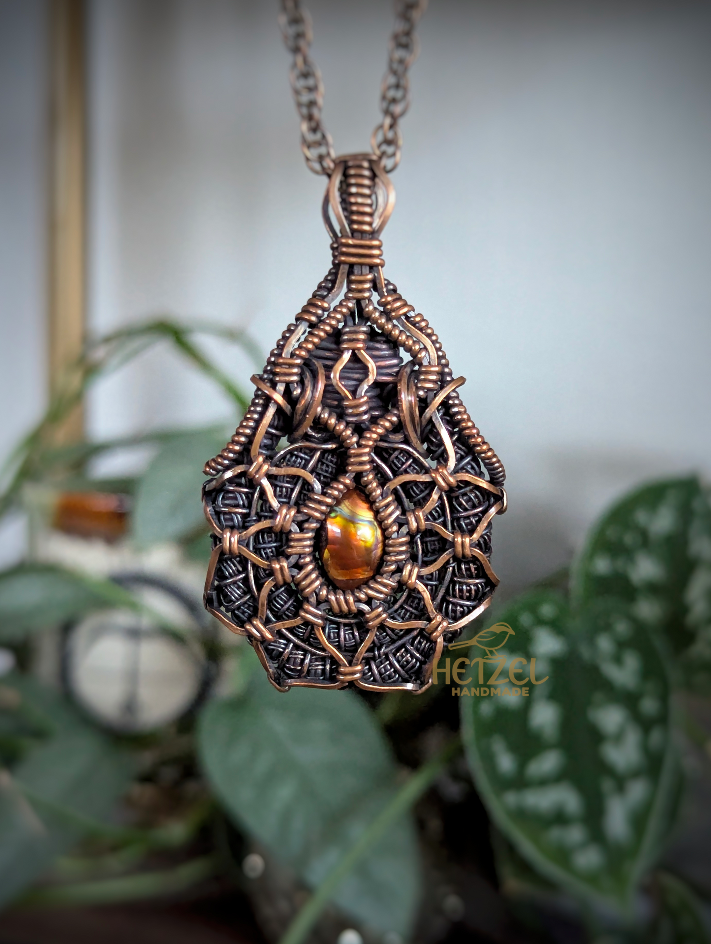 Flame of the Earth – Fire Agate Wire Wrapped Pendant Necklace