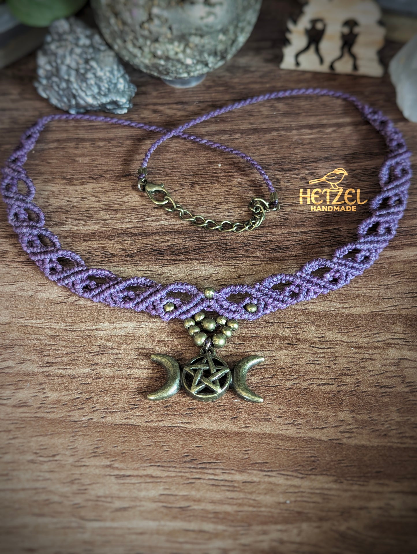 Threefold – Triple Goddess Purple Micromacrame Choker