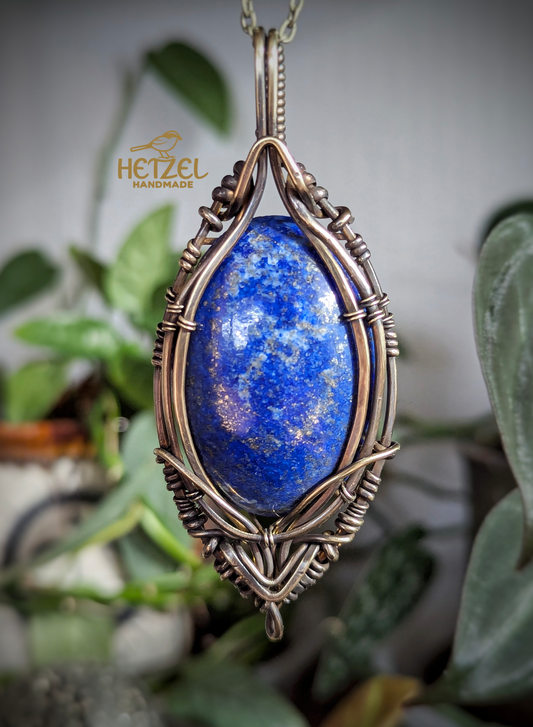 Celestial Nexus – Lapis Lazuli Wire Wrapped Pendant Necklace