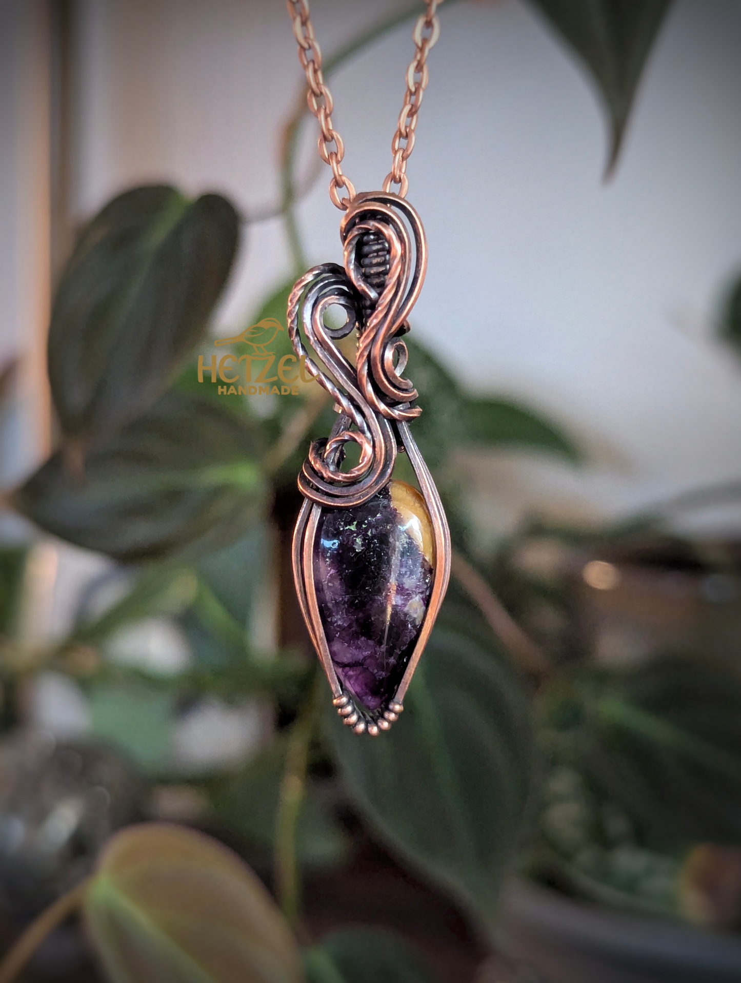 Purple Essence – Morado Opal Wire Wrapped Pendant Necklace