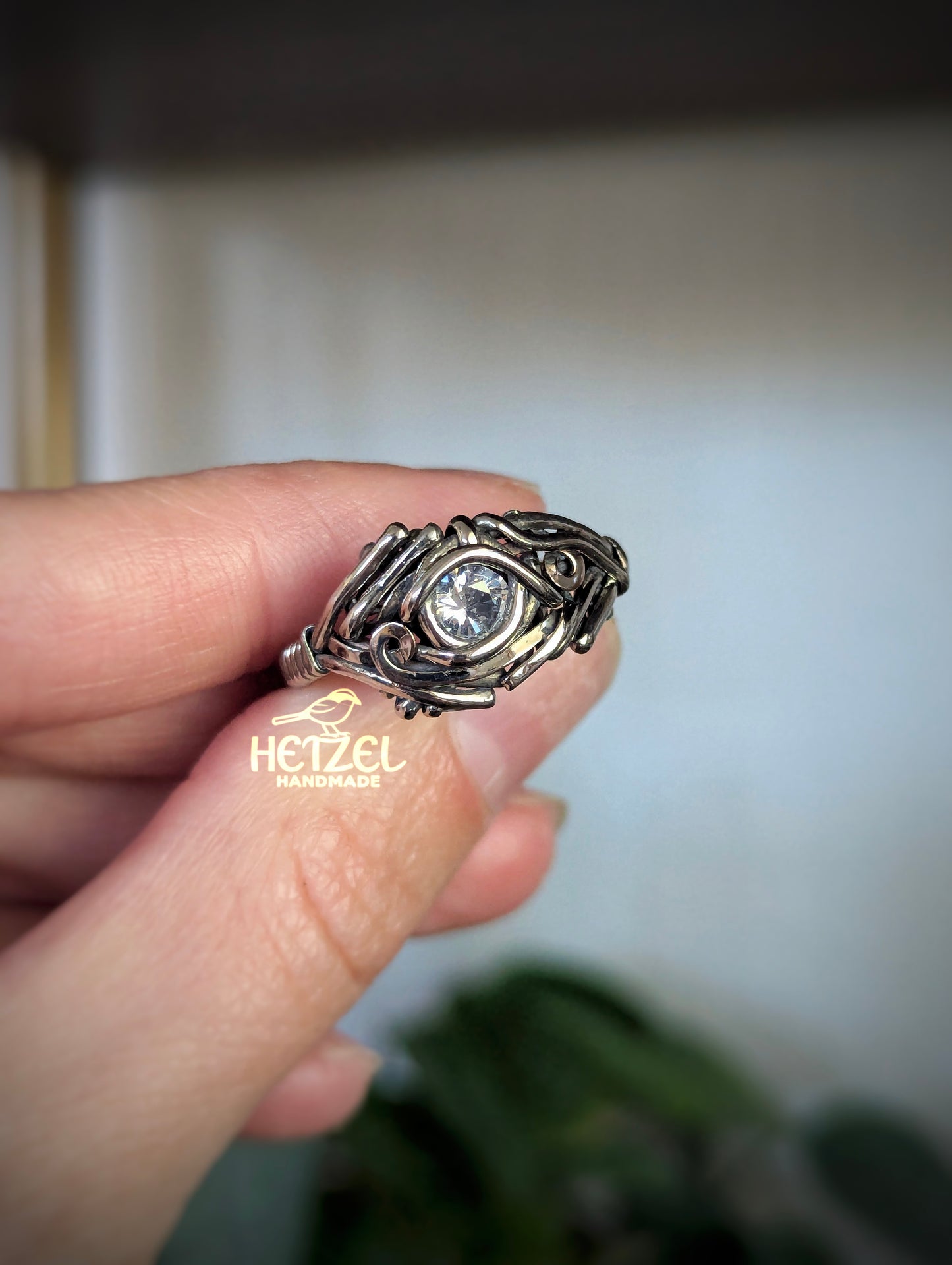 Celestial Flow – Cubic Zirconia Nickel Plated Copper Wire Wrapped Ring