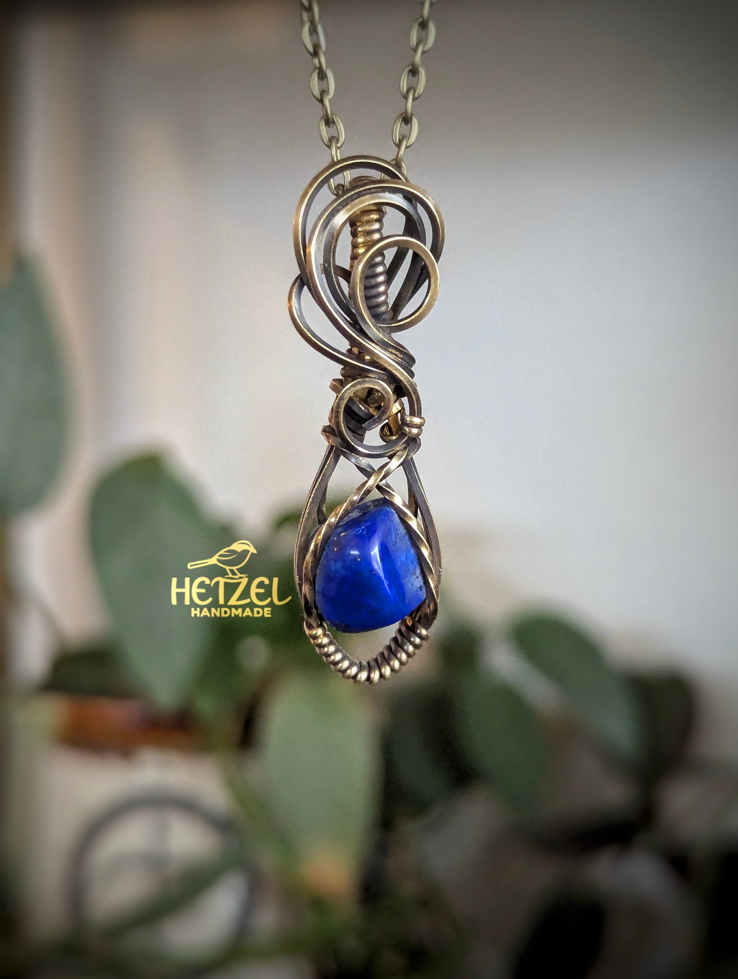 Azure Coil – Lapis Lazuli Wire Wrapped Pendant Necklace