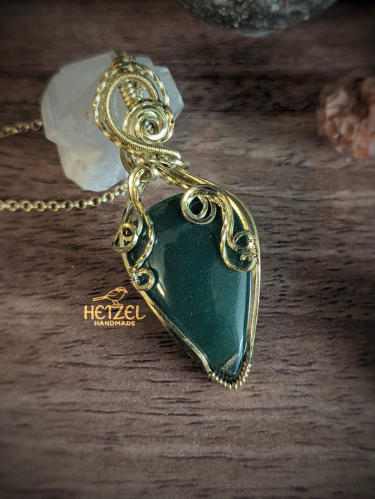 Glimmergrove – Green Aventurine Wire Wrapped Pendant Necklace