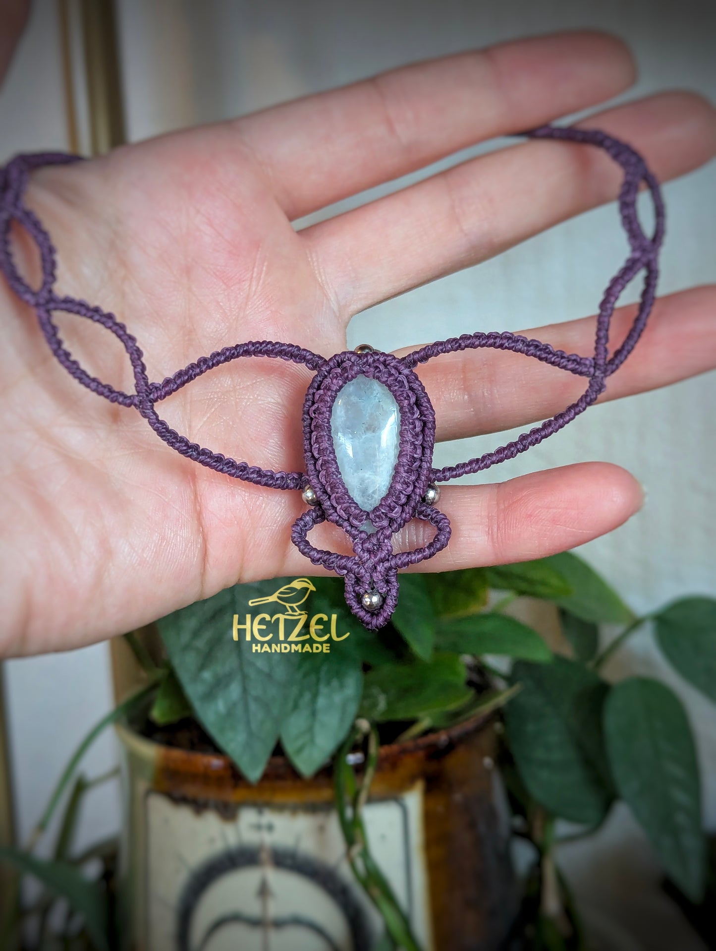 Nightweft – Micro-Macrame Moonstone Choker