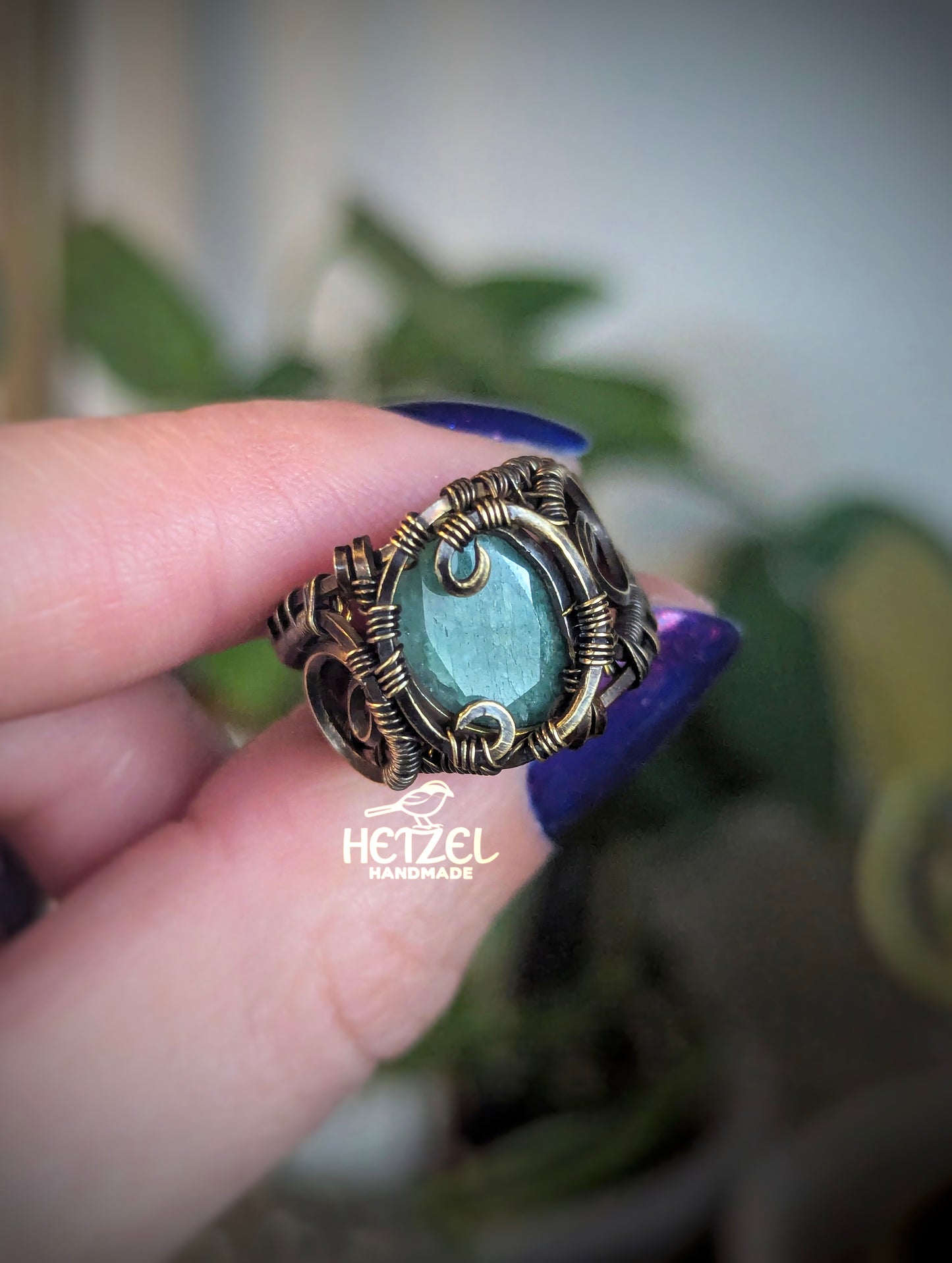 Old Growth - Emerald Wire Wrapped Ring