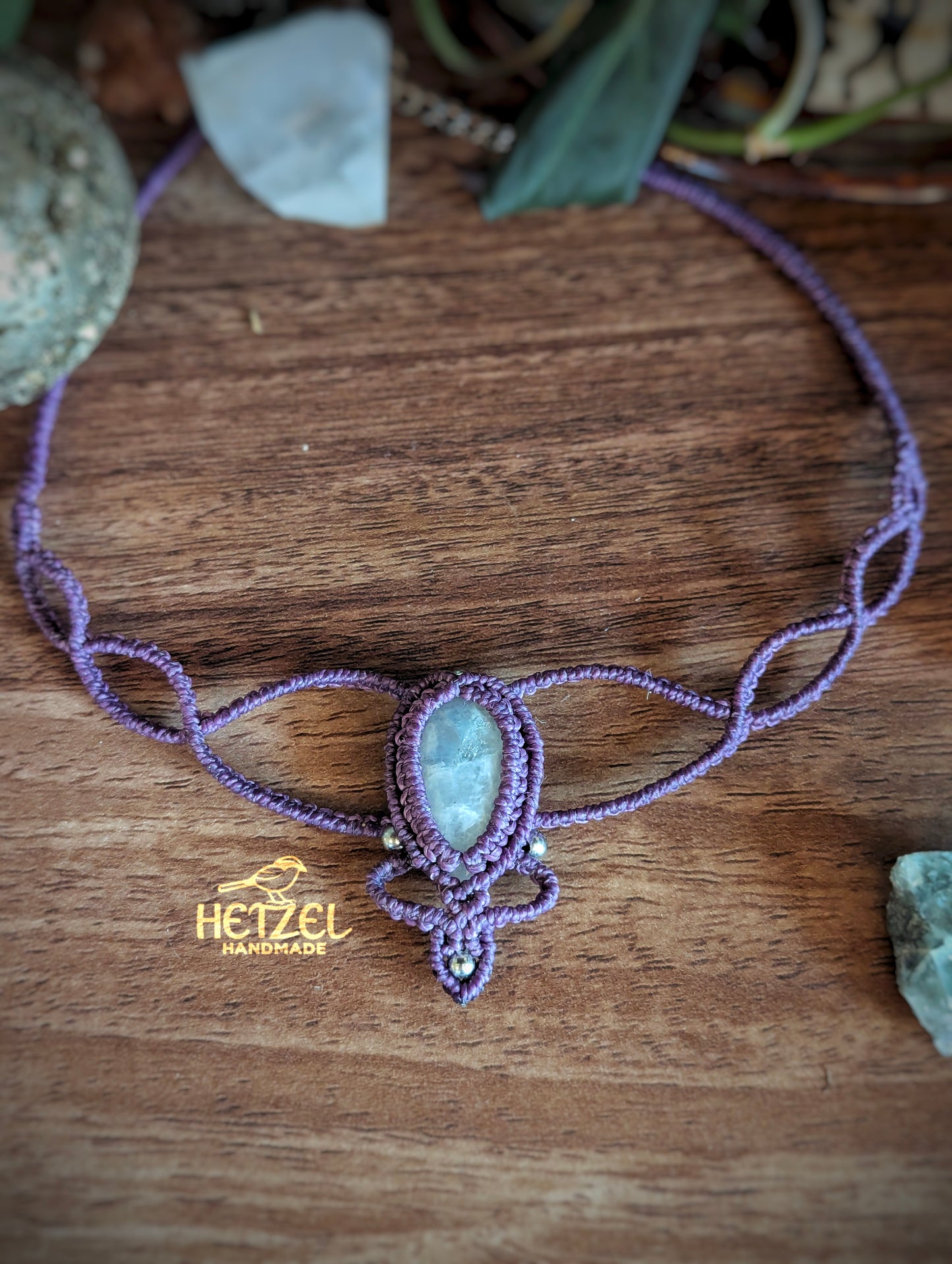 Nightweft – Micro-Macrame Moonstone Choker