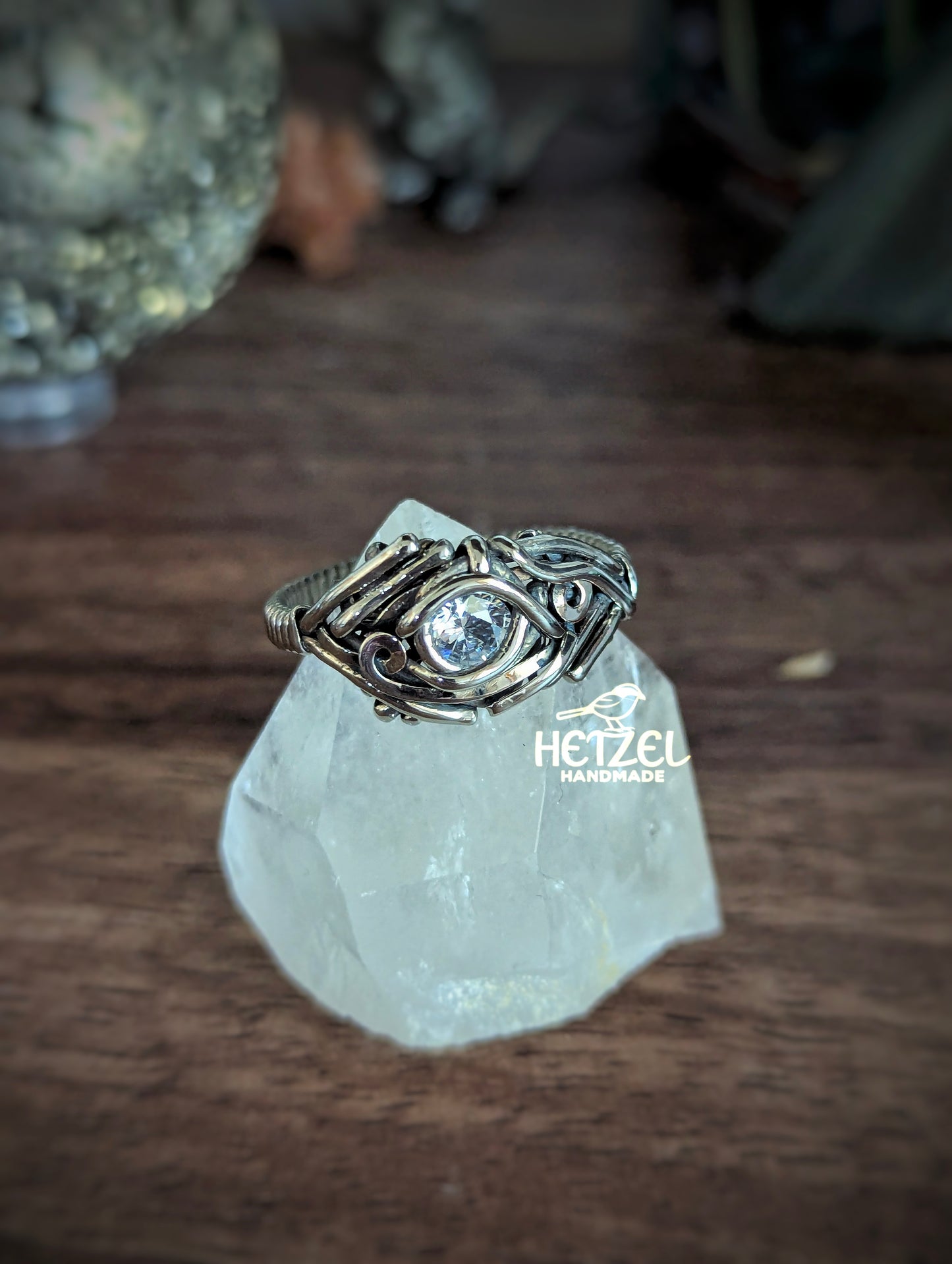 Celestial Flow – Cubic Zirconia Nickel Plated Copper Wire Wrapped Ring