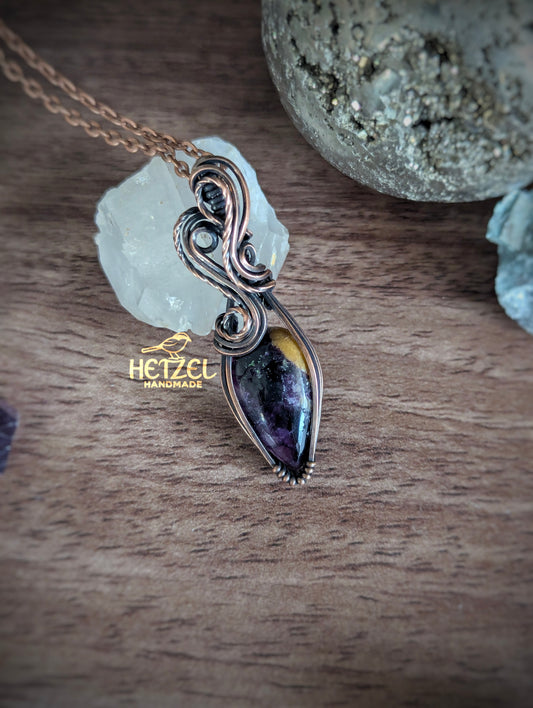 Purple Essence – Morado Opal Wire Wrapped Pendant Necklace