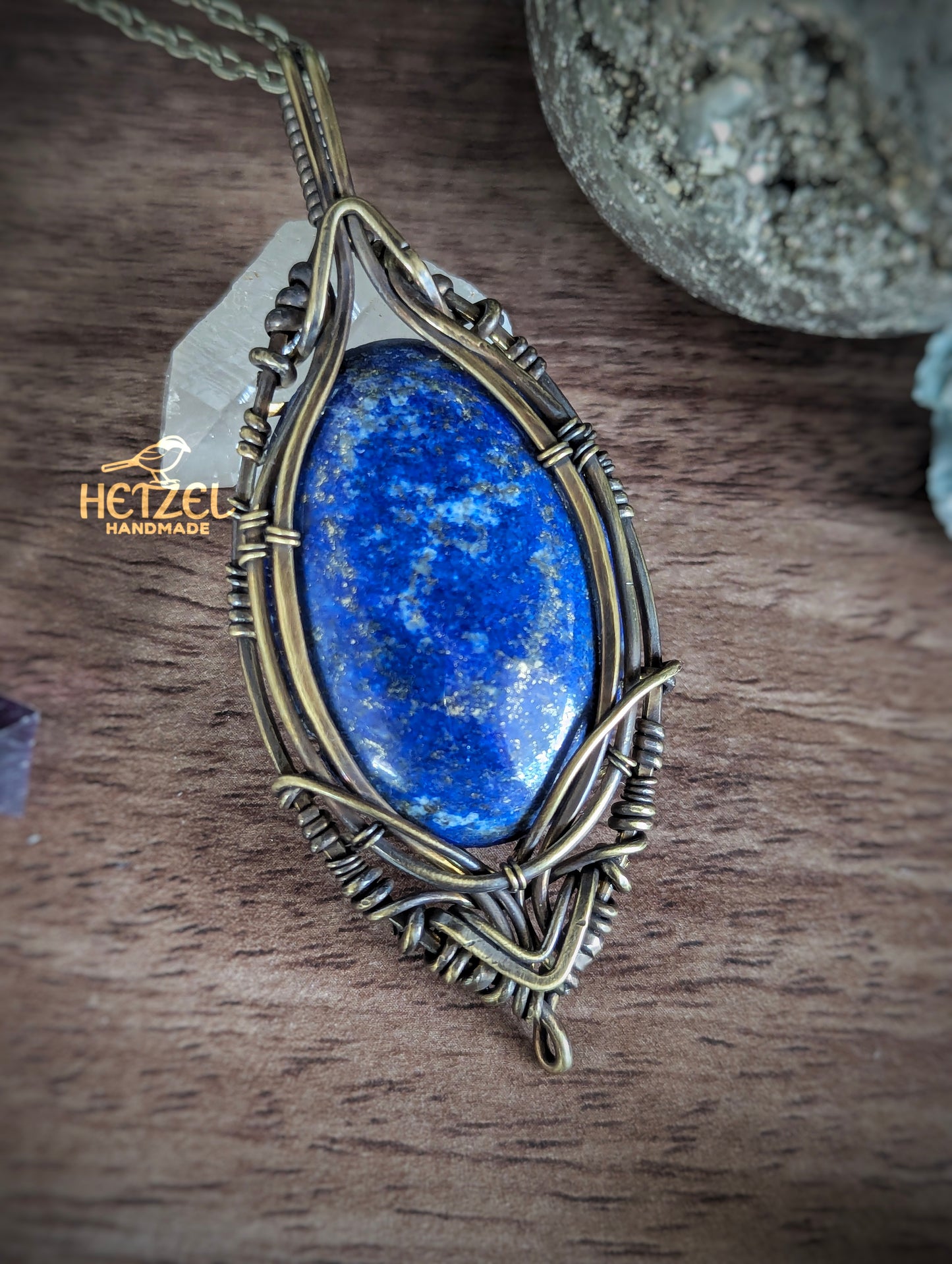 Celestial Nexus – Lapis Lazuli Wire Wrapped Pendant Necklace